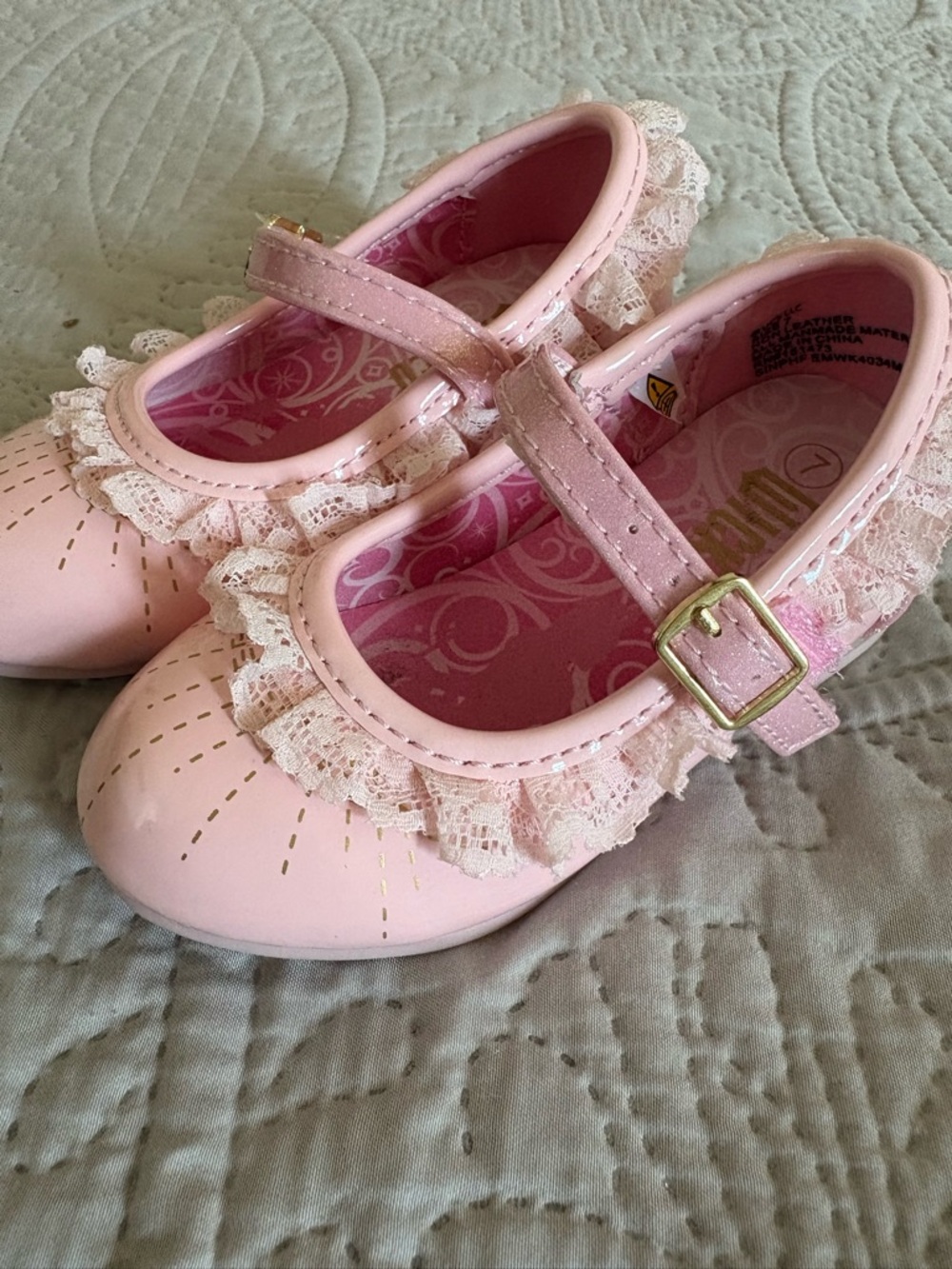 Toddler Girls Pink Lace Mary Jane Dress Shoes - Picture 7 of 7